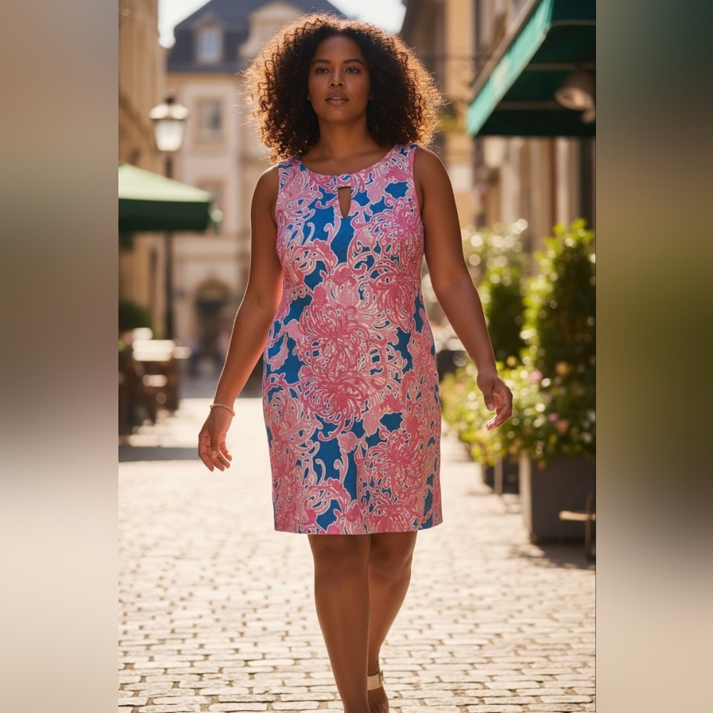 Taylor Swift Just Taylor Summer Floral Pink and Blue Sleeveless Dress Size 14